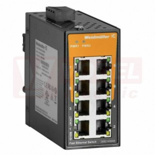 IE-SW-EL08-8TX ethernetový Switch EcoLine, neřízený, 8xRJ45, 10/100MBit, 24VAC/DC, -40..+75°C, IP30, švh 41x95x90mm  (2682140000)