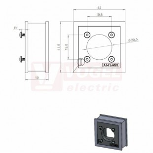 AT-FL-M23 průchodková vložka velká, Bulkhead, IP65, rozměr 42x41,5x19mm (39965)