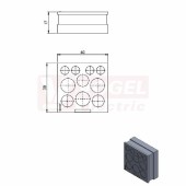 QT-DT 10 průchodková vložka velká, šedá, IP54, rozměr 40x39x17mm, pro kulatý kabel, rozsah upínání 4x 1-6,5mm, 3 x 1-9,5mm, 3 x 1-11,3mm (42558)