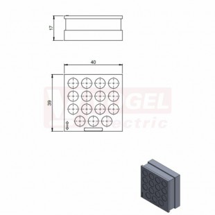 QT-DT 9 průchodková vložka velká, šedá, IP54, rozměr 40x39x17mm, pro kulatý kabel, rozsah upínání 15x 1-7,1mm (42557)