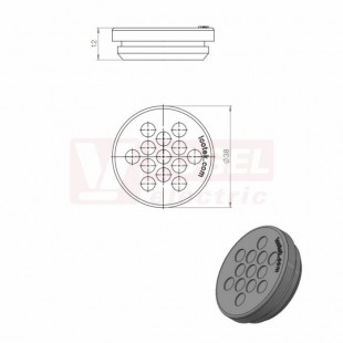 KEL-DP 32/13 A gy membránová průchodka, kulatá, do výřezu, šedá RAL7035, výška 12mm, vnější průměr 38mm, instalační výška 5mm, výřez 32mm, pro tloušťku plechu 1,5-2,5mm, pr.kabelů 13x 1-5,2mm (43595)