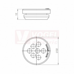 KEL-DP 25/7 A membránová průchodka, šedá RAL7035, v=12mm, vnější pr.32mm, mont.výška5mm, velikost výřezu 25mm, M25, tloušťka plechu 1,5-2,5mm  (43534)