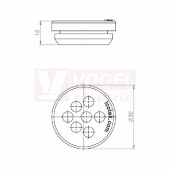 KEL-DP 25/7 A membránová průchodka, šedá RAL7035, v=12mm, vnější pr.32mm, mont.výška5mm, velikost výřezu 25mm, M25, tloušťka plechu 1,5-2,5mm  (43534)