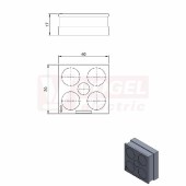 QT-DT 12 průchodková vložka velká, šedá, IP54, rozměr 40x39x17mm, pro kulatý kabel, rozsah upínání 1x 1-9,5mm, 4x 1-14,5mm (42560)