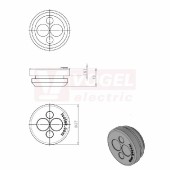 KEL-DP 20/4-1 A gy membránová průchodka, kulatá, šedá RAL7035, výška 12mm, vnější pr. 27mm, výřez 20mm, tloušťka plechu 1,5-2,5m, pr.kabelů 2x 1-8mm, 2x 1-4,5mm (43575)