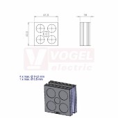 DT5 průchodková vložka, velká, šedá RAL7035, délka 41,5mm, šířka 40,5mm, výška 19mm, pro kulatý kabel, pr.kabelů 4x 1-14,5mm, 1x 1-9,5mm (41540)