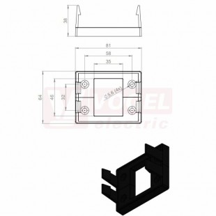 KEL-SNAP-S-B nacvakávací patice, IP54 d81x š64x v38mm, pro kabelové vstupní systémy KEL-B, KEL-UB, KEL-QUICK-B (42063)