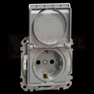 SDD213024 Zásuvka 230V 16A SCHUKO IP44, Aluminium, bezšroubové svorky