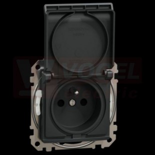 SDD214013 Zásuvka 230V 16A IP44, Antracit, šroubové svorky
