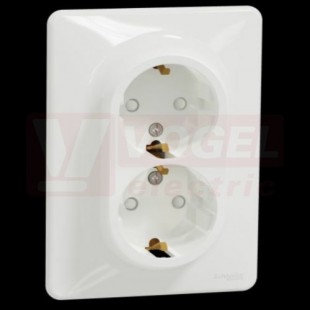 SDD311221 Zásuvka dvojnásobná 230V 16A SCHUKO, Bílá, šroubové svorky