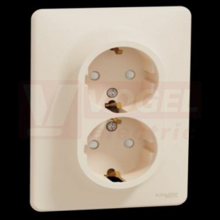 SDD312221 Zásuvka dvojnásobná 230V 16A SCHUKO, béžová, šroubové svorky