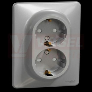 SDD313221 Zásuvka dvojnásobná 230V 16A SCHUKO, Aluminium, šroubové svorky