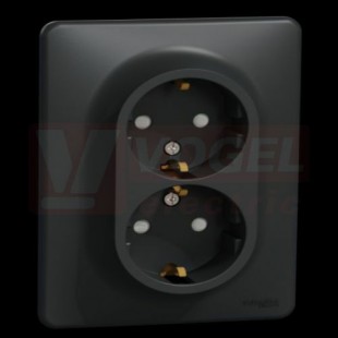 SDD314221 Zásuvka dvojnásobná 230V 16A SCHUKO, Antracit, šroubové svorky
