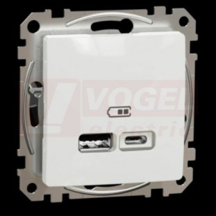 SDD111402 Dvojitá USB A+C nabíječka 2.4A, bílá, šroubové svorky