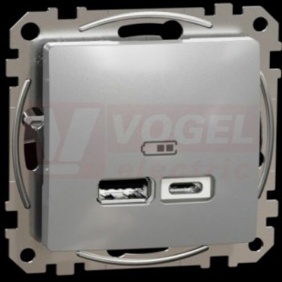 SDD113402 Dvojitá USB A+C nabíječka 2.4A, Aluminium, šrouby