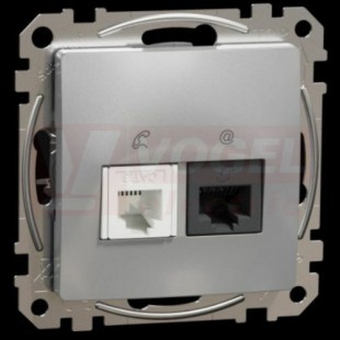 SDD113458 Datová zásuvka RJ45 kat.5e UTP + telefonní RJ11, Aluminium, zářezové svorky