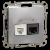 SDD113458 Datová zásuvka RJ45 kat.5e UTP + telefonní RJ11, Aluminium, zářezové svorky