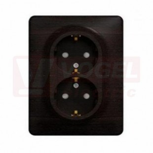 SDD381221 Zásuvka dvojnásobná 230V 16A SCHUKO, Wenge, šroubové svorky