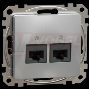 SDD113467 Datová zásuvka 2xRJ45 kat. 6A UTP, Aluminium,  zářezové svorky