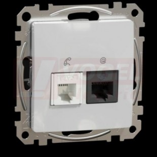 SDD113468 Datová zásuvka RJ45 kat.6 UTP + telefonní RJ11, Aluminium,  zářezové svorky