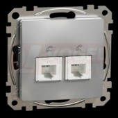 SDD113492 Telefonní zásuvka 2xRJ11, Aluminium, zářezové svorky