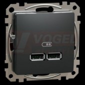 SDD114401 Dvojitá USB A+A nabíječka 2.1A, Antracit, šroubové svorky
