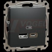 SDD114402 Dvojitá USB A+C nabíječka 2.4A, Antracit, šroubové svorky