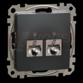 SDD114467S Datová zásuvka 2xRJ45 kat. 6A STP, Antracit, zářezové svorky