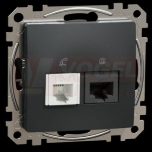 SDD114468 Datová zásuvka RJ45 kat.6 UTP + telefonní RJ11, Antracit, zářezové svorky