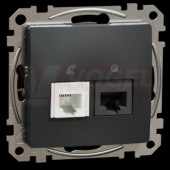 SDD114468 Datová zásuvka RJ45 kat.6 UTP + telefonní RJ11, Antracit, zářezové svorky