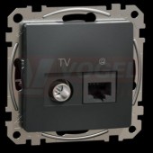 SDD114469T Datová zásuvka RJ45 kat.6 UTP+TV individuální, Antracit, zářezové svorky