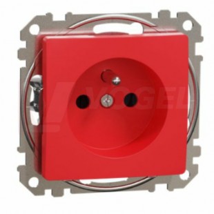 SDD115011 Zásuvka 230V 16A clonky, červená, šroubové svorky