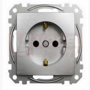 SDD170022 Zásuvka 230V 16A SCHUKO, Leštěný Hliník, bezšroubové svorky