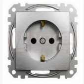 SDD170022 Zásuvka 230V 16A SCHUKO, Leštěný Hliník, bezšroubové svorky