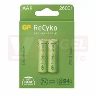 Baterie  1,20 V R6 tužková NiMH 2700mAh GP ReCyKo HR6 dobíjecí, blistr/2ks (2600mAh) VÝROBA UKONČENA