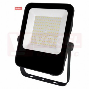 Svítidlo LED reflektorové 100W (ALFA SMD 100W CW), černé, 10000lm, 6000K studená bílá, IP65, IK07, úhel vyzař. 120°, živ. 25 000h, tělo lakovaný hliník, difuzor tvrzené sklo, 220x275x62mm, připoj. do svorkovnice, max.3x1,5mm2 (GXLR038)