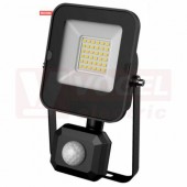 Svítidlo LED reflektorové  20W (ALFA PIR SMD 20W CW)+ PIR čidlo, čas 5s-10min, 2-2000lx, citlivost 1-10m, 2000lm, 6000K studená bílá, IP44, úhel vyzař.120°, živ. 25000h, tělo lak.hliník, difuzor tvrz.sklo, 156x90x58mm, svorkovnice, max. 3x1,5mm2 (GXLR052)