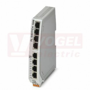 FL SWITCH 1008N úzký ethernetový switch, neřízený,  8x RJ45 10/100 Mbit/s, š=22,5mm, Un=9-32VDC,  -10 °C ... 60 °C (1085256)