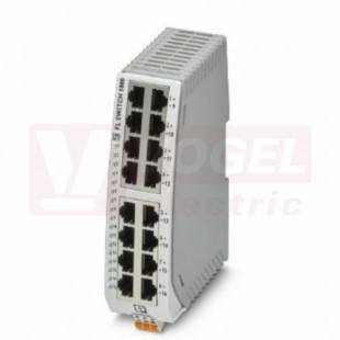 FL SWITCH 1016N úzký ethernetový switch, neřízený, 16x RJ45 10/100 Mbit/s, š=40mm, Un=9-32VDC,  -10 °C ... 60 °C (1085255)