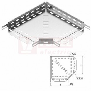 Koleno ploché 90° 100x 30 KKL100H30, perforované, ostrý roh, tl.0,7mm (131310)