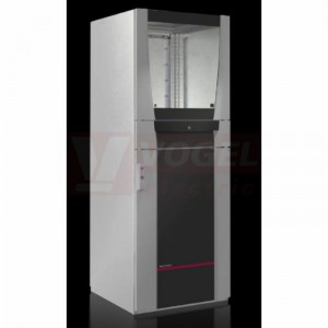 PC5366.050 skříň počítačová švh 600x1600x636mm, IP55, ocelový plech, s prosklenými dveřmi nahoře, zásuvkou pro klávesnici a přístrojovou policí