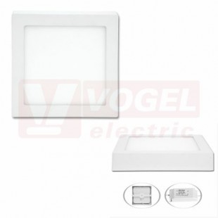 Svítidlo LED přisazené  12W (LED-CSQ-12W/2700) čtverec, 60x LED SMD2835, 860lm, 2700K teplá bílá, vyzař.úhel 140°, bílé, živ. 30 000h., rozměr 17x17x3cm