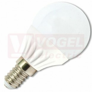 Žárovka LED E14 230VAC   5W mini globe (LED5W-G45/E14/2700) 15x LED SMD2835, 420lm, 2700K teplá bílá, úhel vyzař. 230°, živ. 30 000h., rozměr 8,8x pr.4,5cm