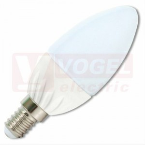 Žárovka LED E14 230VAC   5W mini svíčka (LED5W-SV/E14/2700) 15x LED SMD2835, 420lm, 2700K teplá bílá, úhel vyzař. 210°, živ. 30 000h., rozměr 10,3x pr.3,7cm