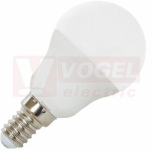 Žárovka LED E14 230VAC  7W mini globe (LED7W-G45/E14/2700) 12x LED SMD2835, 590lm, 2700K teplá bílá, úhel vyzař. 230°, barva bílá, živ. 30 000h., rozměr 8,8x pr.4,5cm