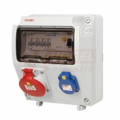Zásuvková skříň ZSF10100000.1 /3957 IP44 jištěná 10kA s chráničem 40/4/003, zás. 1x230V/16A/3p, 1x400V/16A/5p, všh 245x215x155mm (jistič 1xB16/1, 1xB16/3)