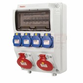 Zásuvková skříň ZSF40200000.0 /3951 IP44 jištěná 6kA bez chrániče, zás. 4x230V/16A/3p, 2x400V/16A/5p, rozměry 500x230x150mm (jistič 2xB16/1, 2xB16/3)