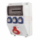 Zásuvková skříň ZSF30100000.0 /3958 IP44 jištěná 10kA bez chrániče, zás. 3x230V/16A/3p, 1x400V/16A/5p, všh 330x215x155mm (jisič 3xB16/1, 1xB16/3)