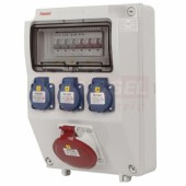 Zásuvková skříň ZSF30001000.0 /3958 IP44 jištěná 6kA bez chrániče, zás. 3x230V/16A/3p, 1x400V/32A/5p, všh 330x215x155mm (jistič 2xB16/1, 1xB32/3)