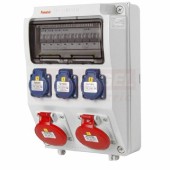 Zásuvková skříň ZSF30200000.0 /3951 IP44 jištěná 6kA bez chrániče, zás. 3x230V/16A/3p, 2x400V/16A/5p, rozměry 500x230x150mm (jistič 3xB16/1, 2xB16/3)